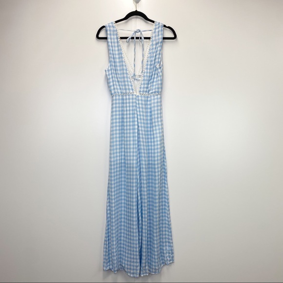 Lost + Wander Fiesta Gingham Jumpsuit Baby Blue - Picture 7 of 10